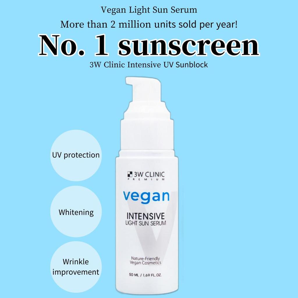 [3W CLINIC] ПРЕМИУМ ВЕГАНСКАЯ ИНТЕНСИВНАЯ ЛЕГКАЯ СОЛНЦЕЗАЩИТНАЯ СЫВОРОТКА 50 мл SPF50+/PA+++