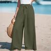 DAFIFY Women's Fashion Casual Solid Color Print High Waist Trousers Pants & Capris