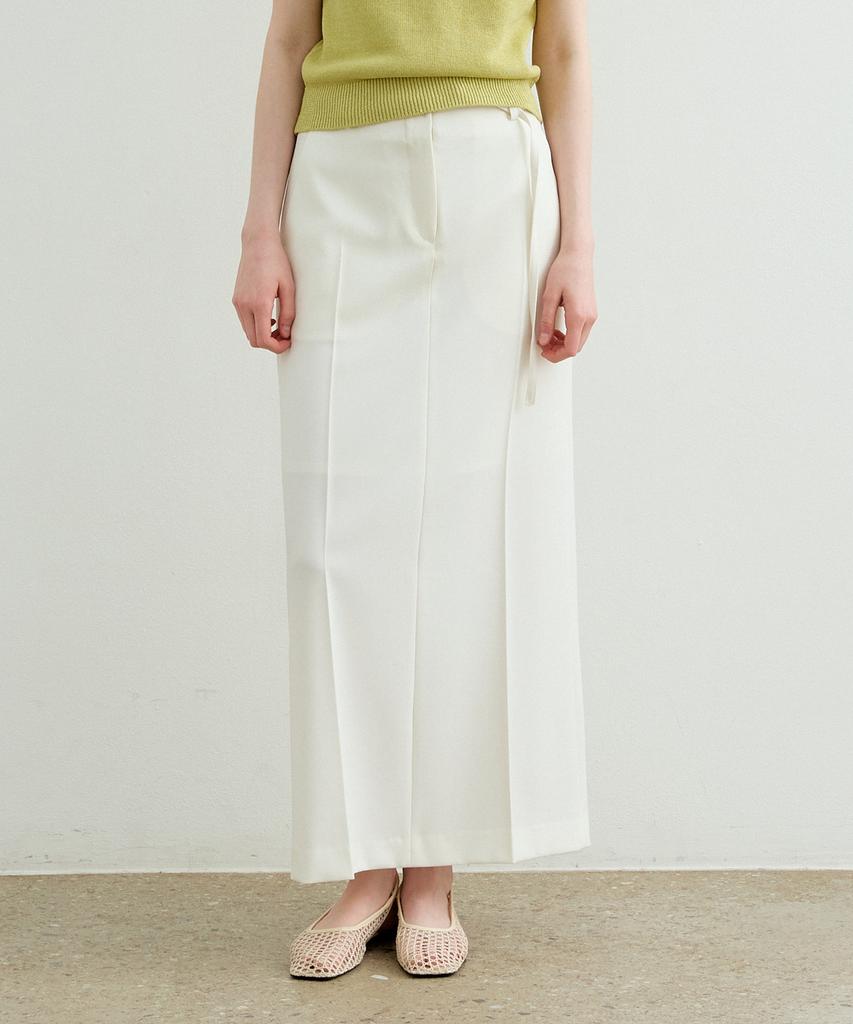Artid Linen Belted Maxi Skirt_Ivory
