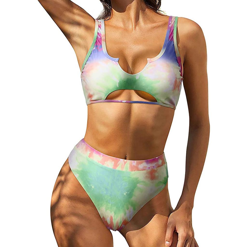 Women's Printing Padded Push Up 2 Piece Bikini Hollow Out Swimsuits Beachweart