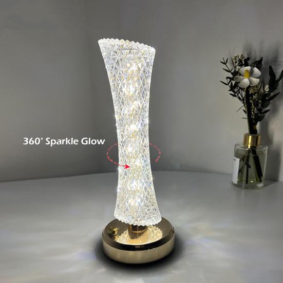 Беспроводная лампа из искусственного кристалла, 3 цветовых режима, регулируемая яркость, светодиодный светильник на батарейках с сенсорным управлением