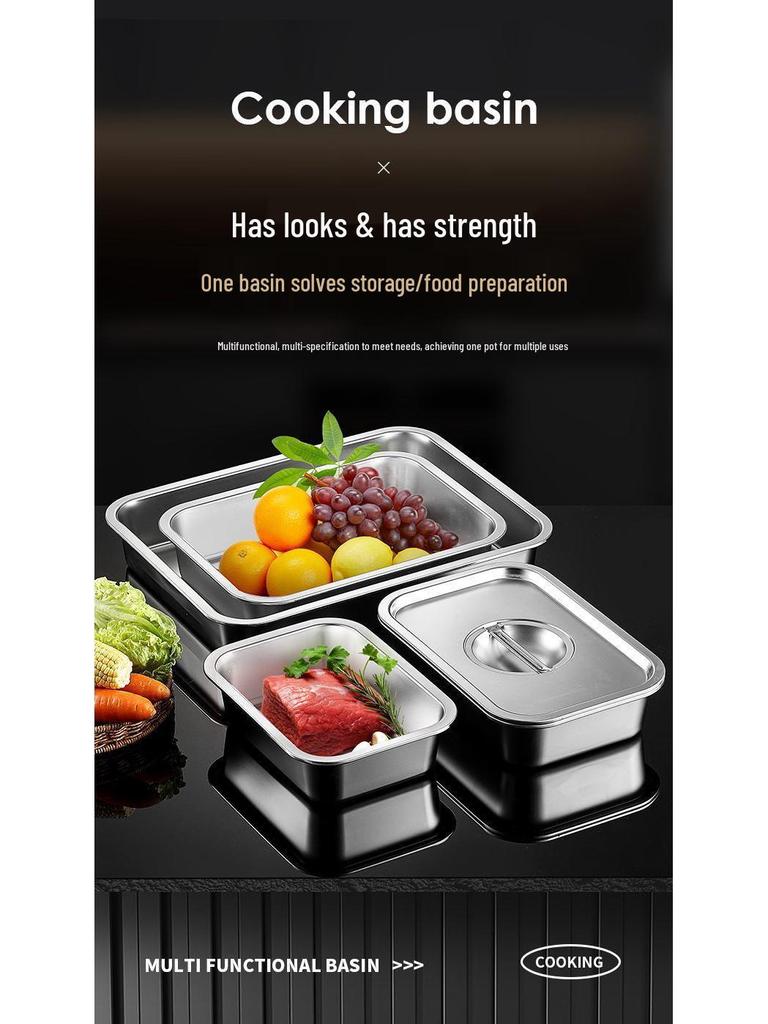 Очень большой глубокий прямоугольный самообслуживаемый пищевой бассейн из нержавеющей стали 304 с крышкой