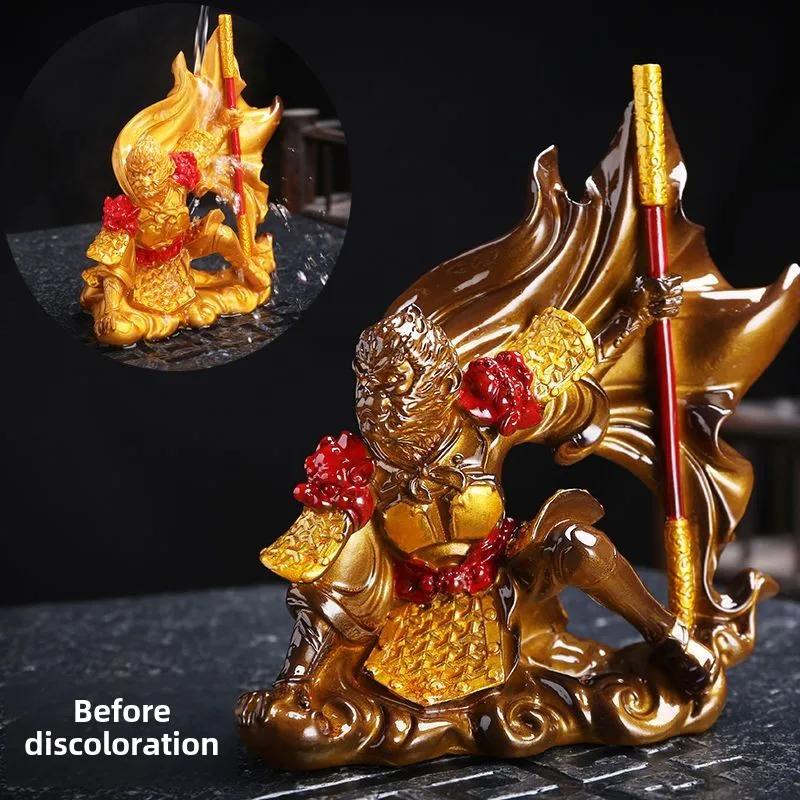 Меняющий цвет чайный питомец Король Обезьян - Чувствительная к теплу буддийская скульптура для декора автомобиля, Креативный чайный аксессуар в подарок для любителей чая