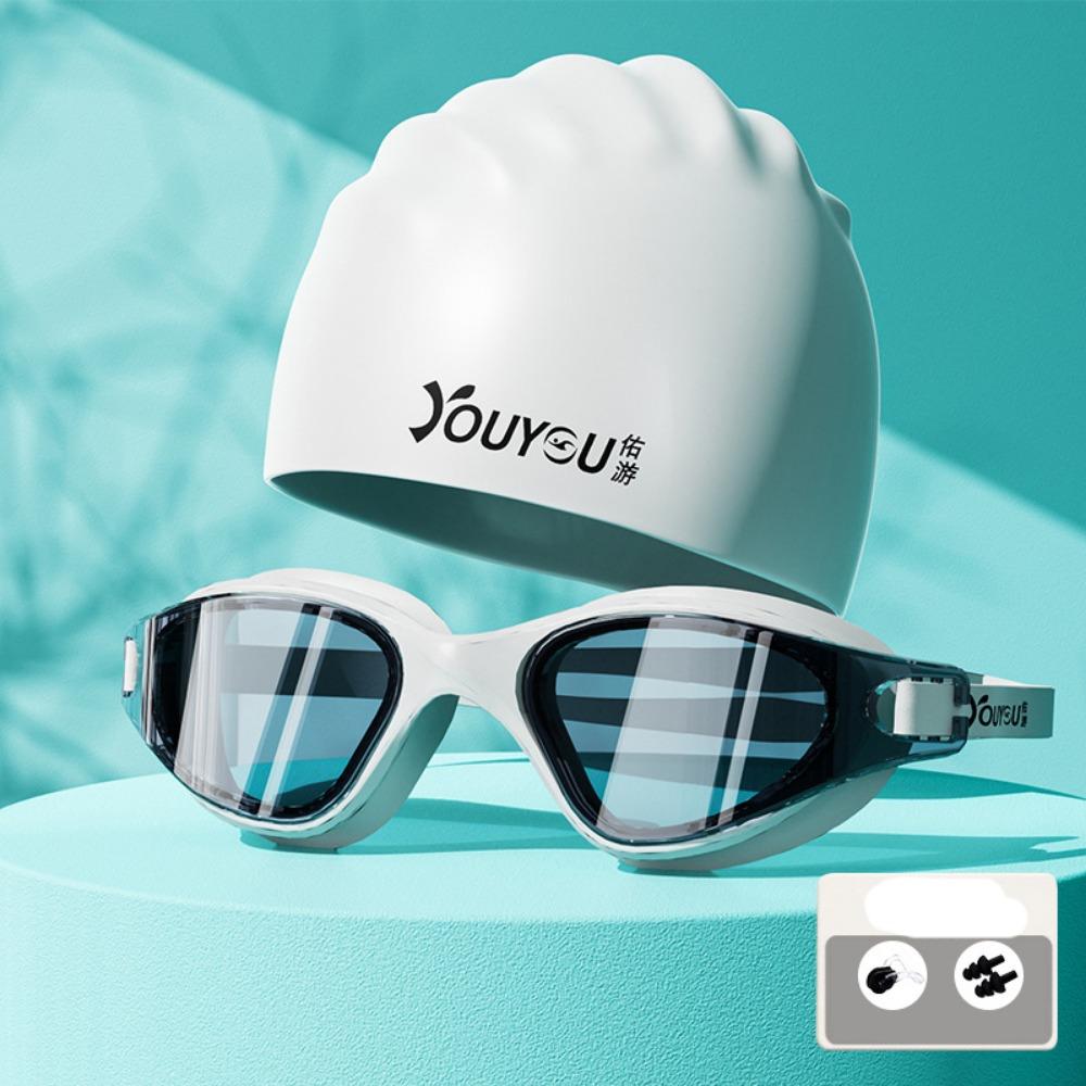 С Зажимом для Носа Набор Взрослых Очков для Плавания Защита от Запотевания Очки для Дайвинга Силиконовая Шапочка для Плавания Лето