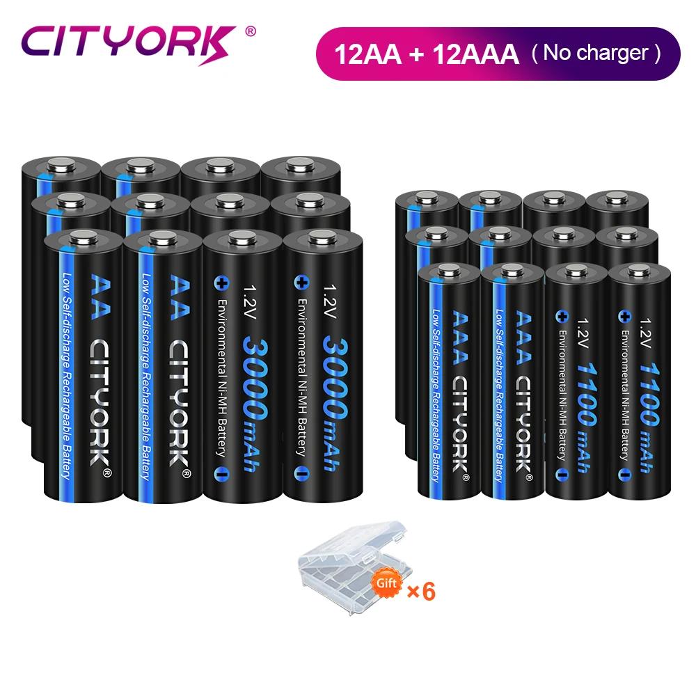 Cityork Аккумуляторная батарея AA + батарея AAA Аккумуляторные батареи 1,2 В AA AAA NIMH NI-MH батарея Низкий саморазряд