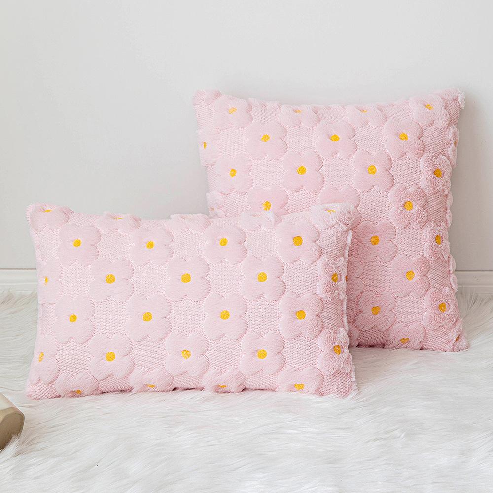 Daisy Embroidery Floral Throw Pillow Covers Spring Summer Decorative Pillowcase Square Cushion Cover for Couch Sofa Bed Living Room Bedroom Decor