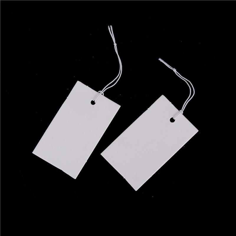 100Pcs White Paper Jewelry Clothes Label Price Tags With Elastic String 5*3Cm
