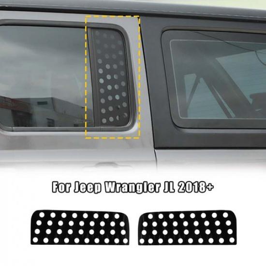 2x Rear Side Window Triangle Glass Accessories Cover for Jeep Wrangler JL JT 18+
