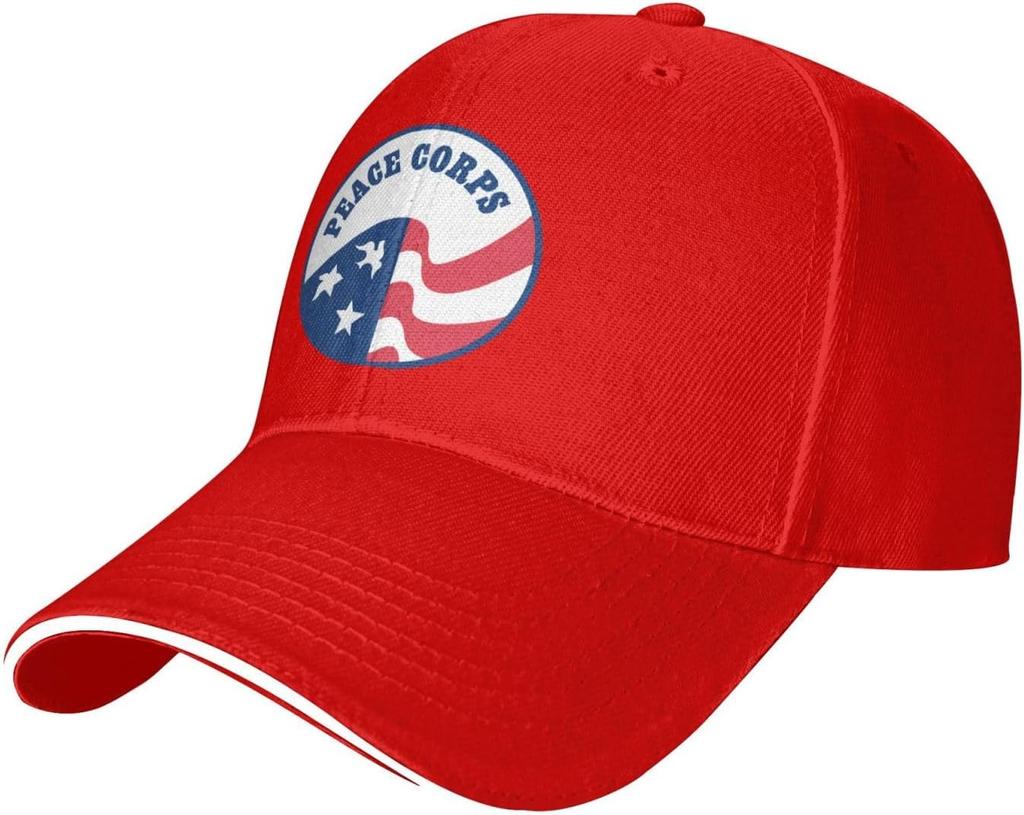 Peace Corps USA Flag Emblem Baseball Cap Casual Polyester Adjustable Sun Protection Baseball Hat Adult