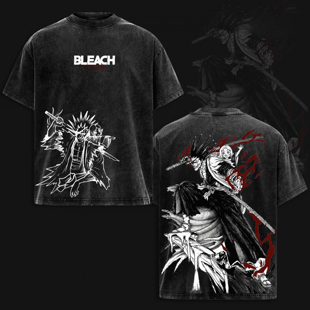 Zaraki Kenpachi BLEACH Аниме Футболка Для Мужской Одежды Манга Y2k Стиранная Оверсайз Футболка Высококачественный Хлопок Повседневные Футболки Топы