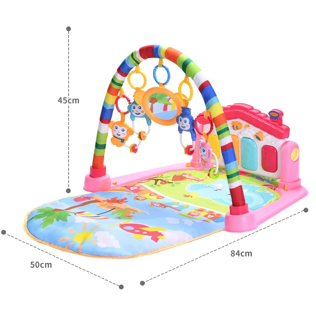 Детский тренажерный зал Play Baby Baby Младенческая игрушка Сенсорный подарочный коврик для детского душа, коврик, игрушка, пианино, стимуляция, для помещений, (розовый)