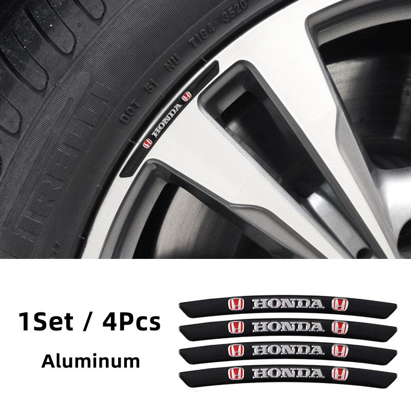4Pcs Aluminium Car Wheel Hub Sticker Decals Accessories For Honda Civic Fit Jazz EAccord Pilot CRV Odyssey Passport City Shuttle