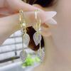 Leaf Dangle Earrings for Women Cubic Zirconia Leaf Pendant Earring Valentine's Day Birthday Jewelry Gift for Her