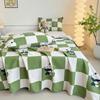 Cute Cartoon Panda Bed Sheet Set Cotton Thickened Green Plaid Bed Cover Soft Breathable 3Pcs Bedding Set for Kids Boys Girls
