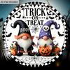 Cartoon Style Wooden Halloween Sign with Adorable Gnomes Pattern - Trick or Treat Figurine Ornaments - Ideal for Front Door, Wall, Room Decor