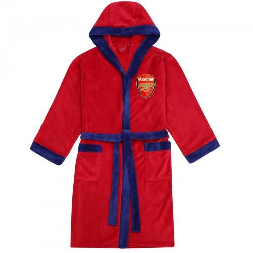 Arsenal FC Mens Crest Fleece Contrast Trim Dressing Gown