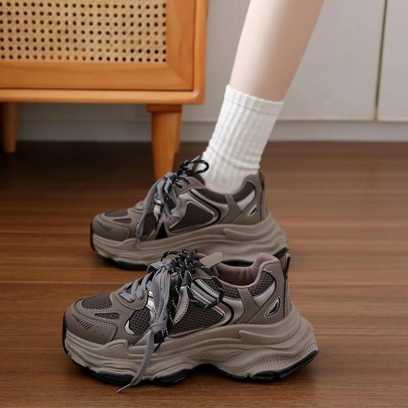 Fashion Shoes Women's Spring and Autumn 2024 New Women's Shoes All-match Thick-soled White Sneakers Fashion Casual Shoes