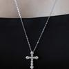 (925 Silver) Dazzling Cross Pendant Long Necklace NZ2481