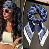 70cm Women's Ditsy Floral Print Square Satin Scarf Casual Elegant Neckerchief Beach Resort Headscarf Head Wrap Hair Bandana