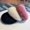 Thin Letter Badge Beret for Women Sweet Breathable Showing Off Face Small Bud Painter Hat Big Head Circumference Hat