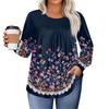 Womens Plus Size Tops Long Sleeve Shirts Round Neck Flowy Tunic Casual Loose Blouse L-5X