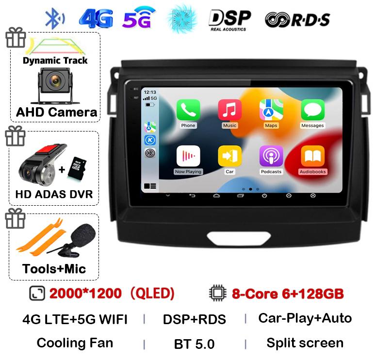 Android 14 Carplay Авто Радио Стерео Для Ford Ranger 2015 2016 2017 2018 2019 2020 GPS Мультимедиа Авторадио Плеер Головное Устройство