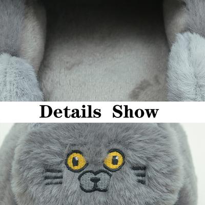 Мягкие тапочки-котики для обнимашек, женские зимние домашние меховые шлепанцы, кавайные напольные тапочки, пушистые тапочки, женские тапочки-мюли с котиком, смешные милые подарочные тапочки