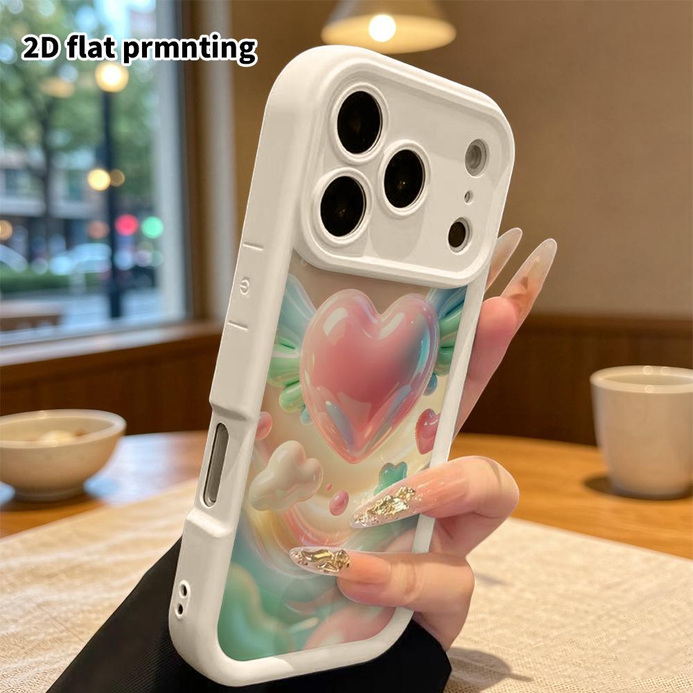 Чехол для телефона: 2D плоский дизайн, подходит для iPhone 18, 17, 16, 15, 14, 13 Pro, поставляется с крылатым сердцем, идеальный подарок на Рождество и Хэллоуин.