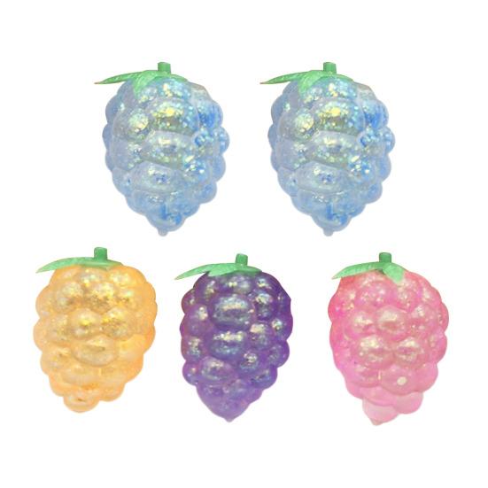 1/3/5Pcs Stress Relief Toy Soft Elastic TPR Material Decompression Toy Glitter Grape Shape Design Portable Small Size Squeeze Toy