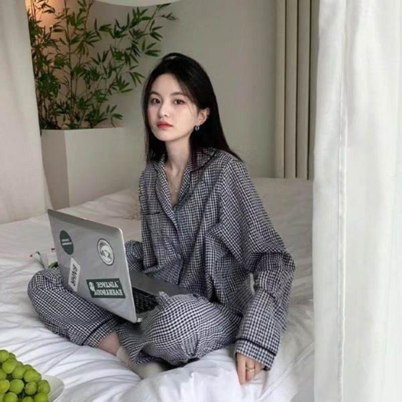 Leopard Print Two Piece Set Pajamas Women Vintage Classic Basic Autumn Turn Down Button Up Long-sleeved Home Clothes Outer Wear Suit