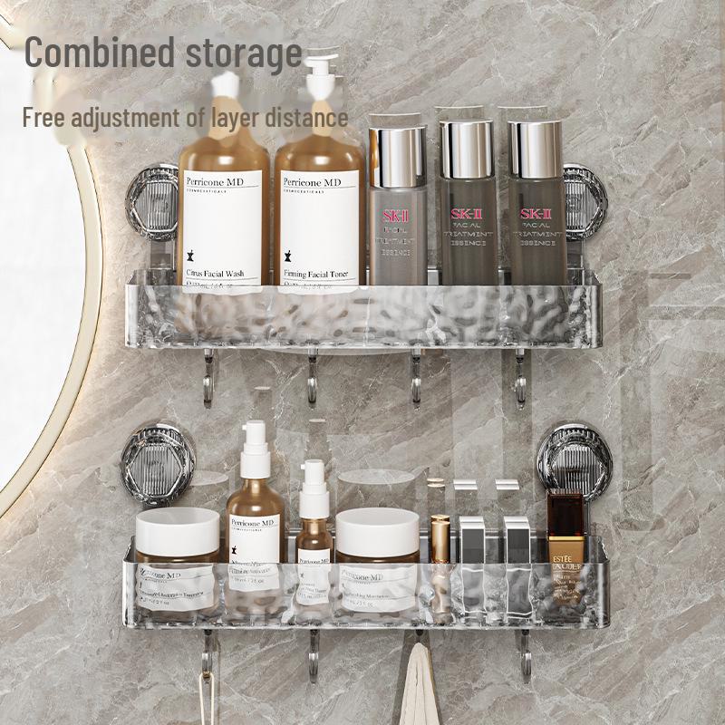 Роскошная полка для ванной комнаты с волнистым узором на присосках — настенное решение для хранения без проколов