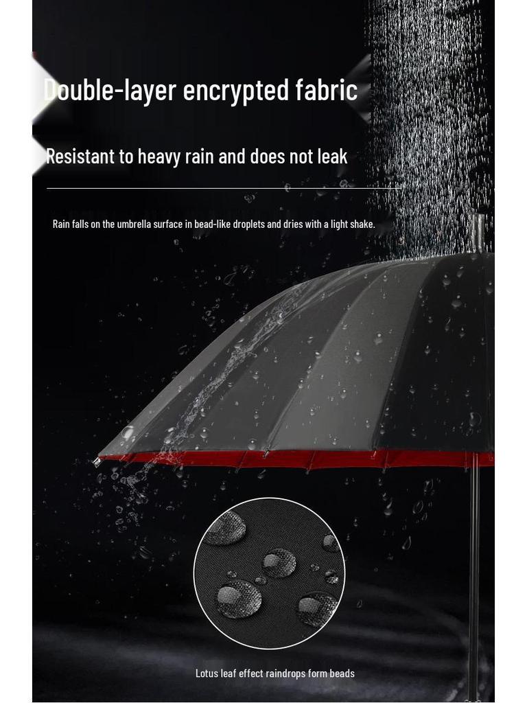 Мужской очень большой двухслойный зонт с длинной усиленной ручкой для двух или трех человек, штормоустойчивый и прочный.