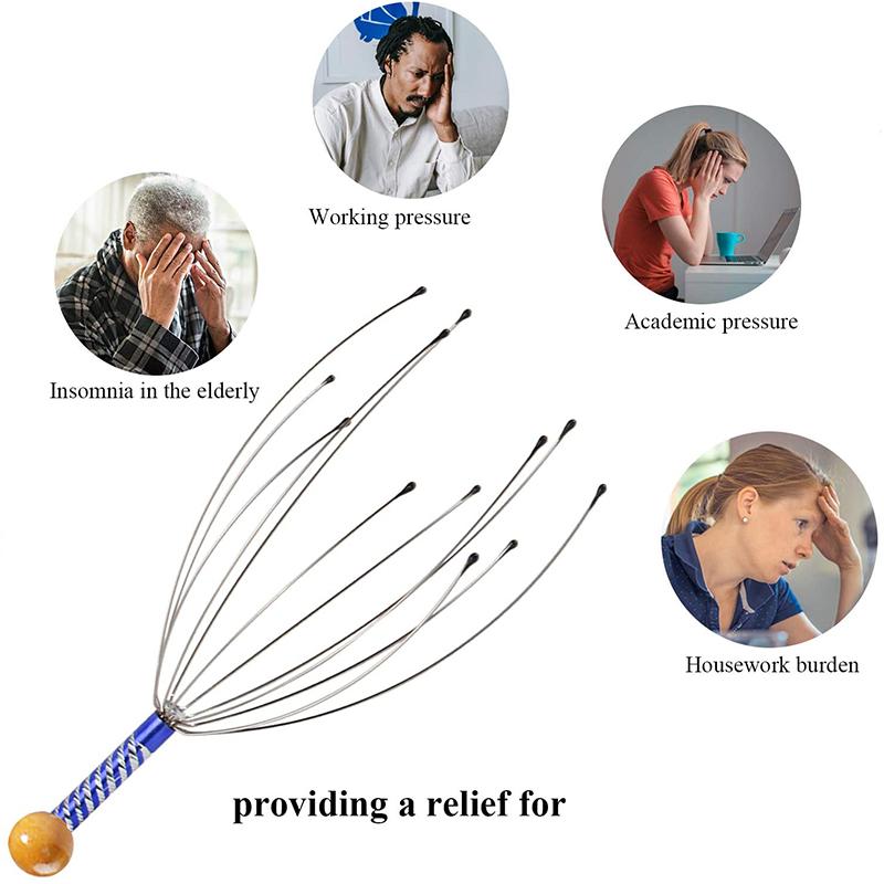 Массажер для головы осьминога, царапающий кожу головы, расслабляющий массажер для тела, скребок, снимает напряжение, инструменты для ухода за здоровьем, случайные