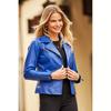 BLUE New Women's Leather Jacket Genuine Lambskin Leather Handmade Biker Style