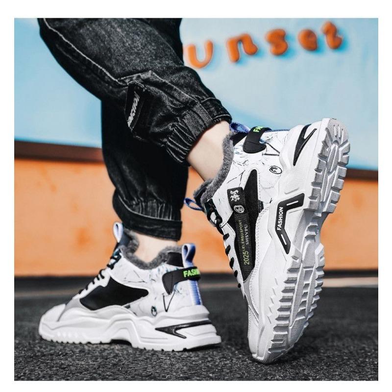High Top Men S Casual Sports Fleece Trendy Dad Shoes Korean Style