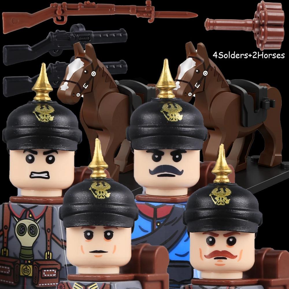 MOC солдаты Германской Прусской армии Первой мировой войны Фигурки Строительные блоки Военные Армия Пехота Пруссия Шлемы Оружие Пистолет Кирпичики Игрушки Подарок