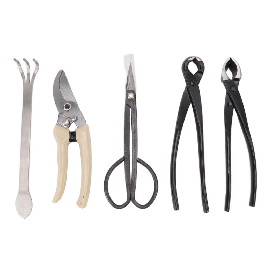 5Pcs Bonsai Tool Set Kit Carbon Steel Bonsai Scissors Rake Branch Cutter Pruning Shears Pliers