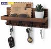 Wooden Key Holder for Entryway Decor Wall Mounted Mail Organizer and Key Hanger with 4 Hooks Rustic Rack for Keys Sunglasses