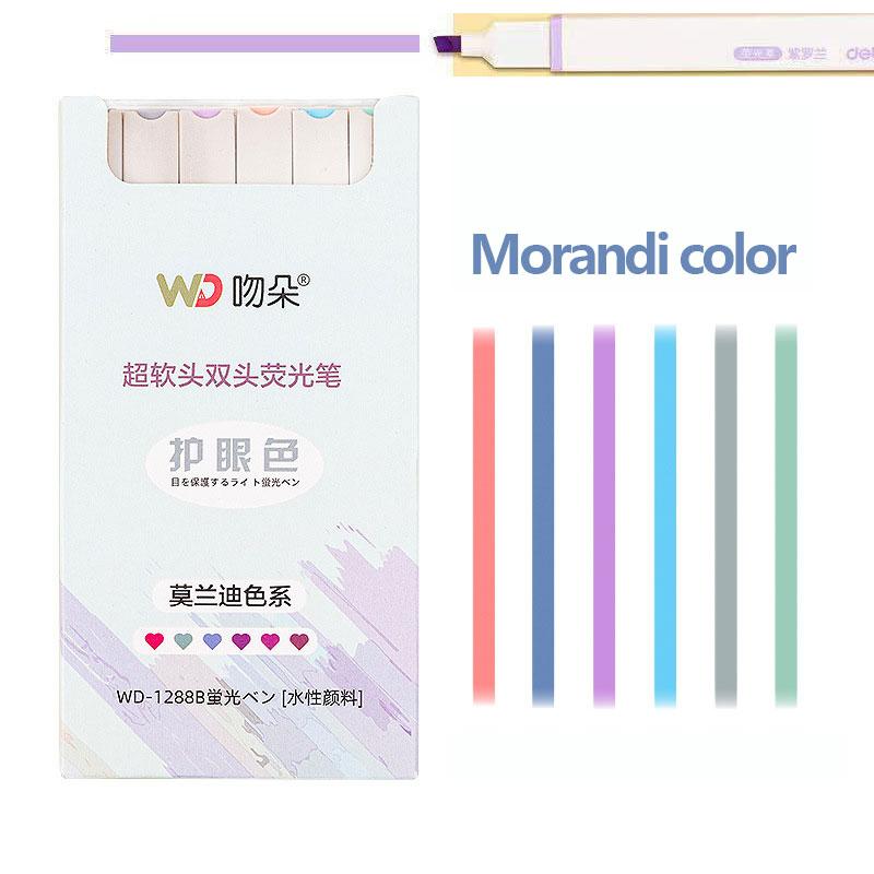 6 шт. набор двусторонних ручек-хайлайтеров Kawaii цветные маркеры для манги пастельные канцелярские принадлежности для скрапбукинга школьные принадлежности