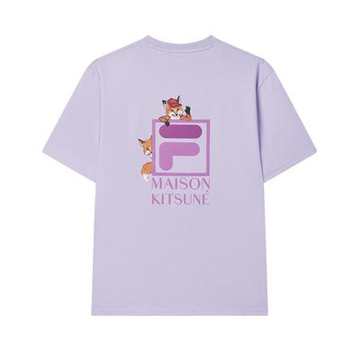 X Maison Kitsune Футболка с лисой Легкая Дышащая Быстросохнущая Повседневная Универсальная С коротким рукавом Мужские топы Фиолетовый F11U529101F-VT