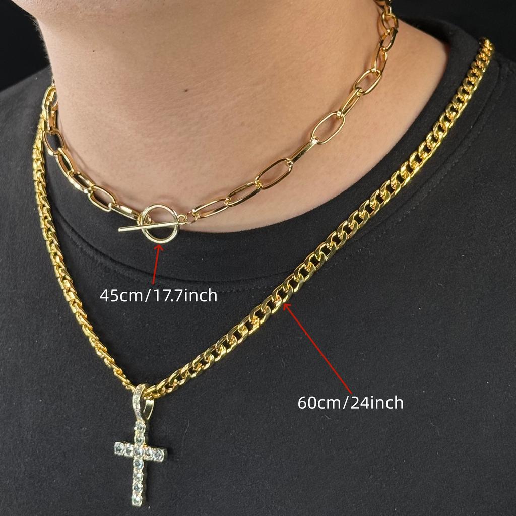 Fashionable Women's Necklace + Cross Pendant, Unisex - Layered Necklace Set Minimalist Jewellery Gift 18-24 Inches Gift Jeweller