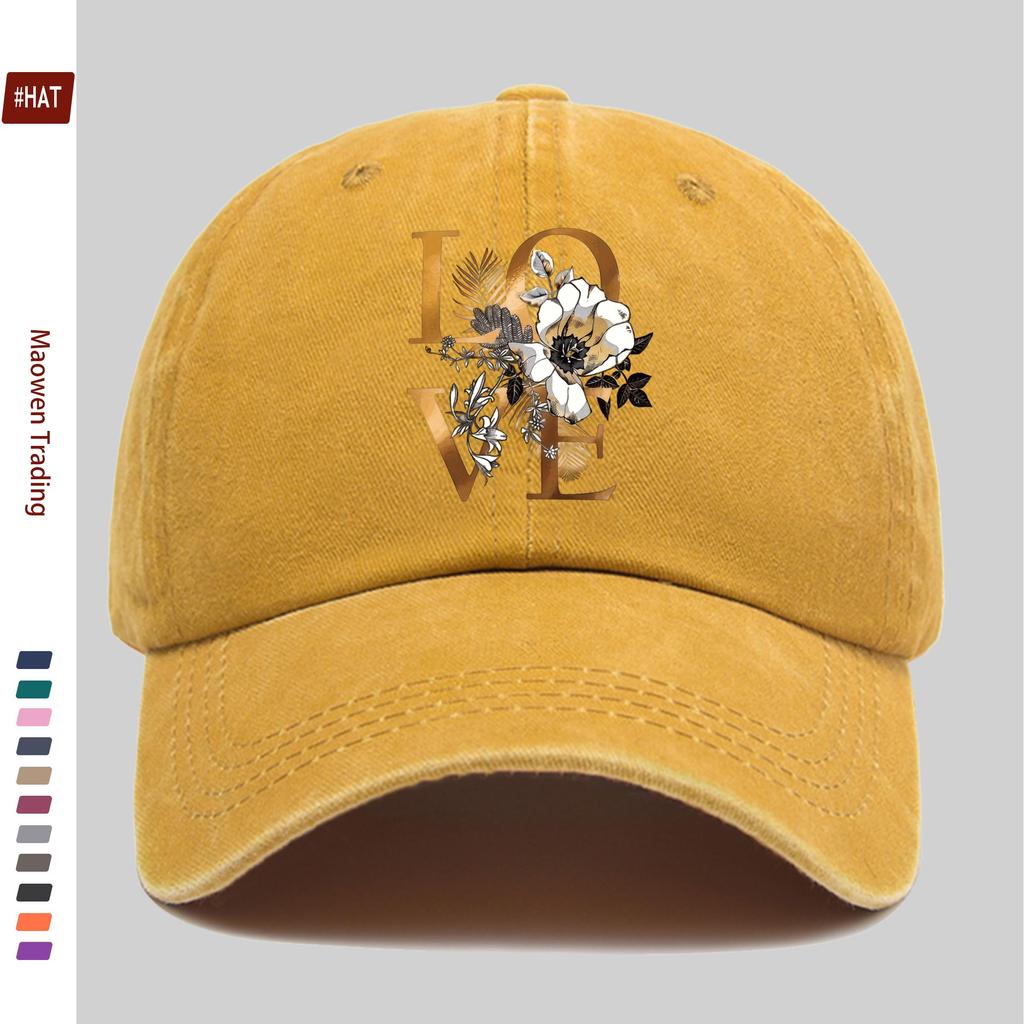 pc pcs Adjustable Trucker Baseball Cap with LOVE Print Watercolor Floral Design Lightweight Suitable for Men Women Mult