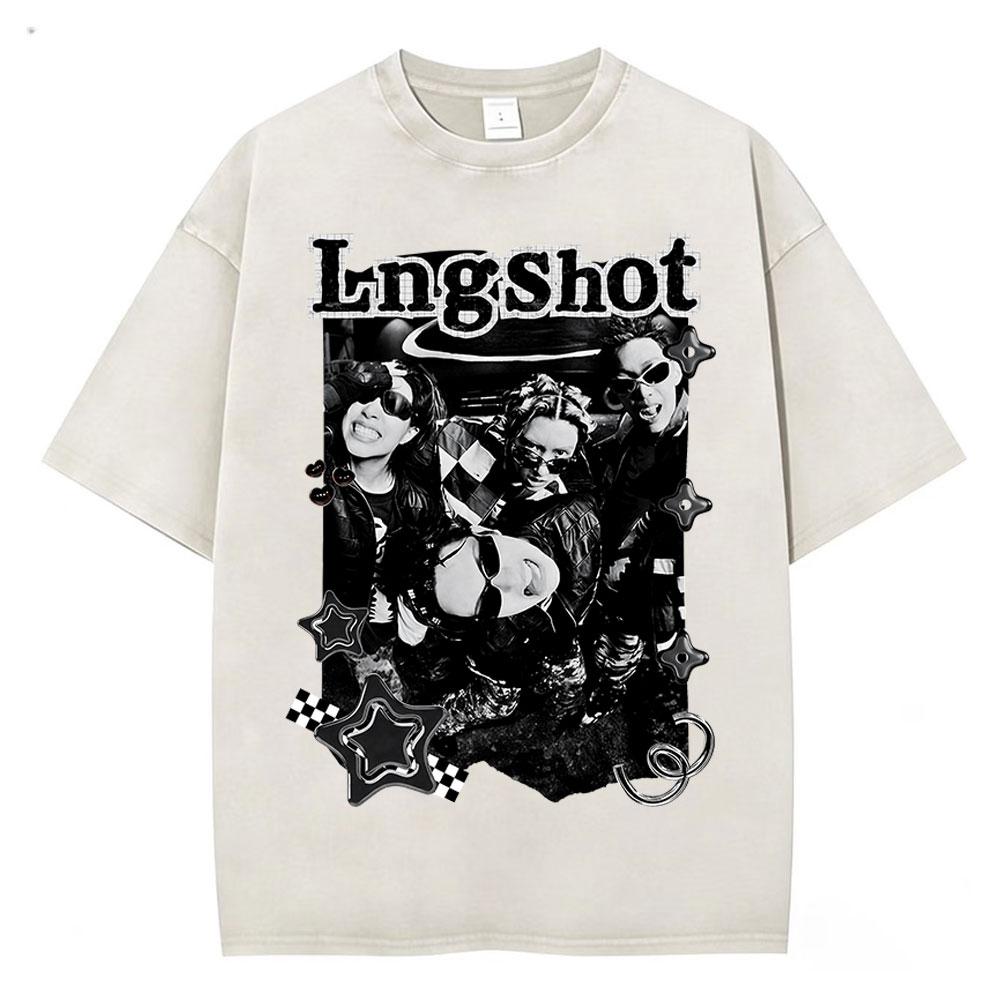 Vintage Washed Korean Kpop Lngshot T Shirt Men Women Clothing Fashion Hip Hop Short Sleeve Cotton Casual Tshirts Streetwear