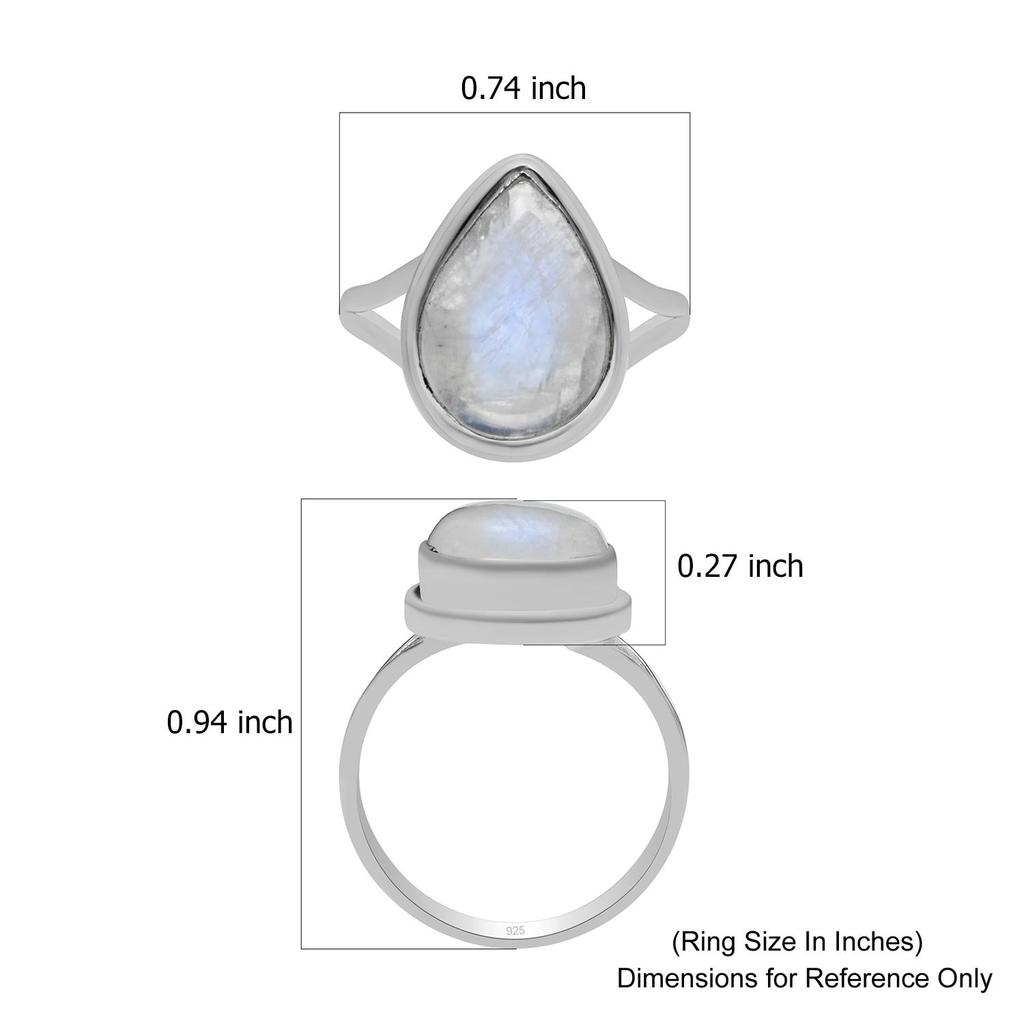 10X14 мм Натуральный Синий Огненный Лунный Камень Драгоценный Камень Стерлингового Серебра 925 Сплит-Хвостовик Грушевидное Кольцо Для Женщин и Девочек