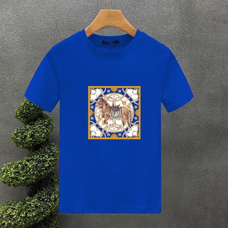 High Quality Luxury Brand 100% Cotton Design Horse Printing Tees Summer Harajuku Men/Women Short Sleeve T-shirt Asian Size S-5XL