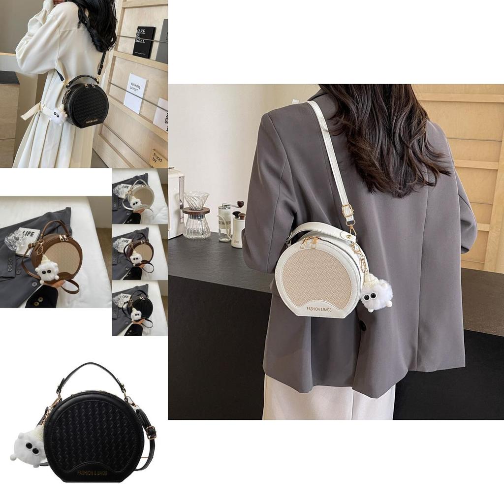 Стильная Модная Женская Круглая Сумка Кроссбоди с Застежкой-Молнией в Шикарном Черном Цвете