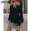 JPNTKY Женская мода осень-зима с длинным рукавом и круглым вырезом повседневные платья