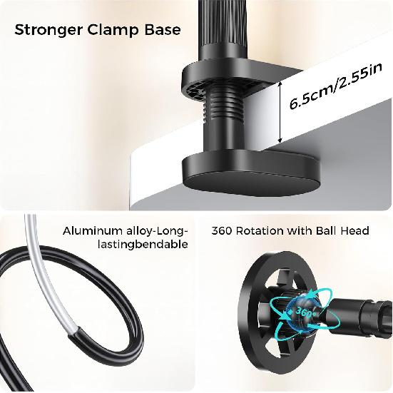 Magnetic Gooseneck Phone Holder for Bed, 360° Flexible Long Arm