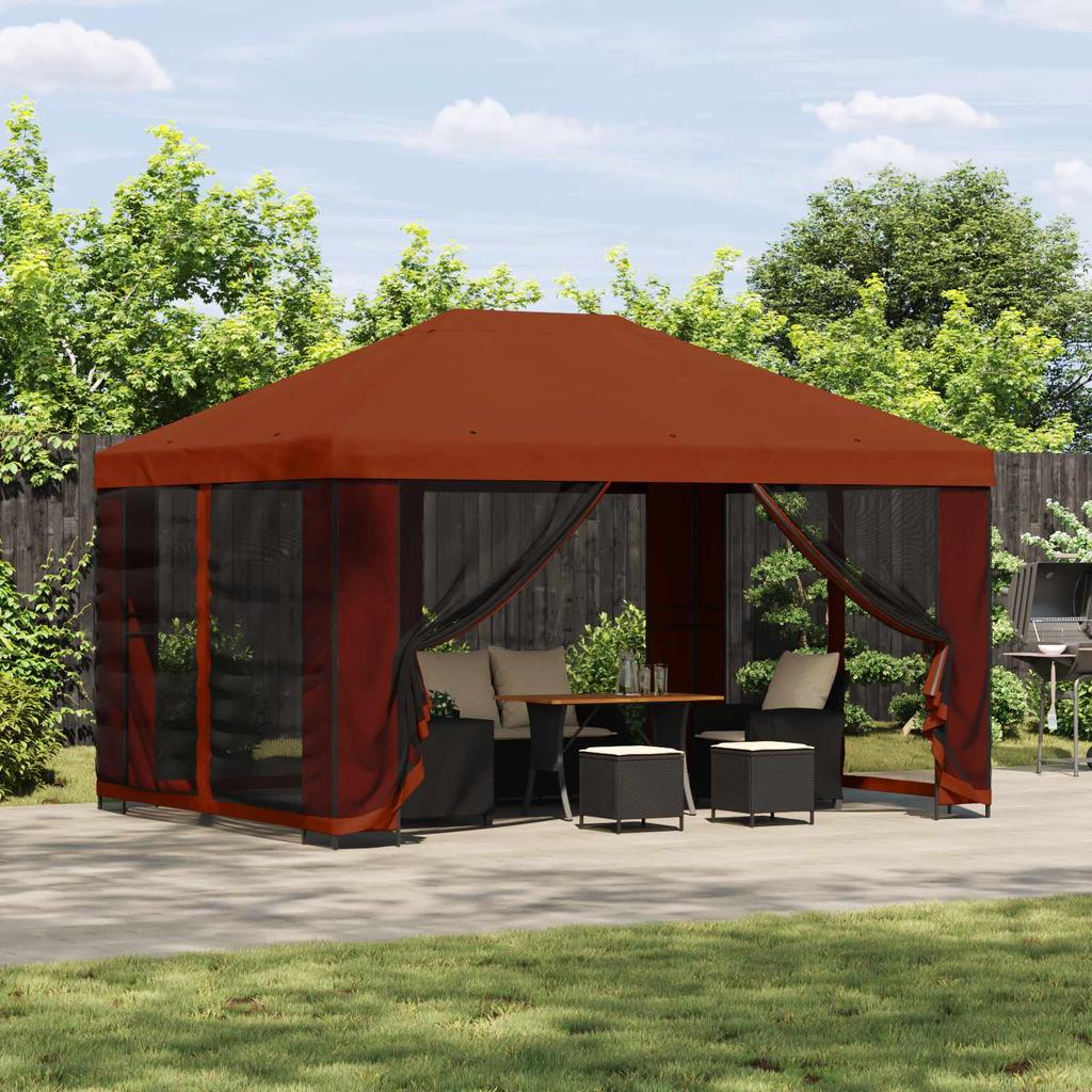 Gazebo with Side Walls 4 x 3 m Terracotta