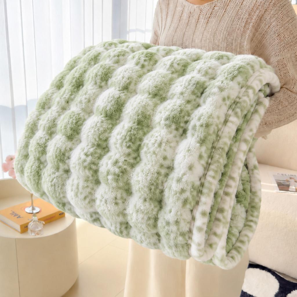 Fashion Tie Dye Bubble Plush Blanket Soft Artificial Rabbit Fur Throw Blanket for Sofa Bed Spring Autumn Warm Office Nap Blanket